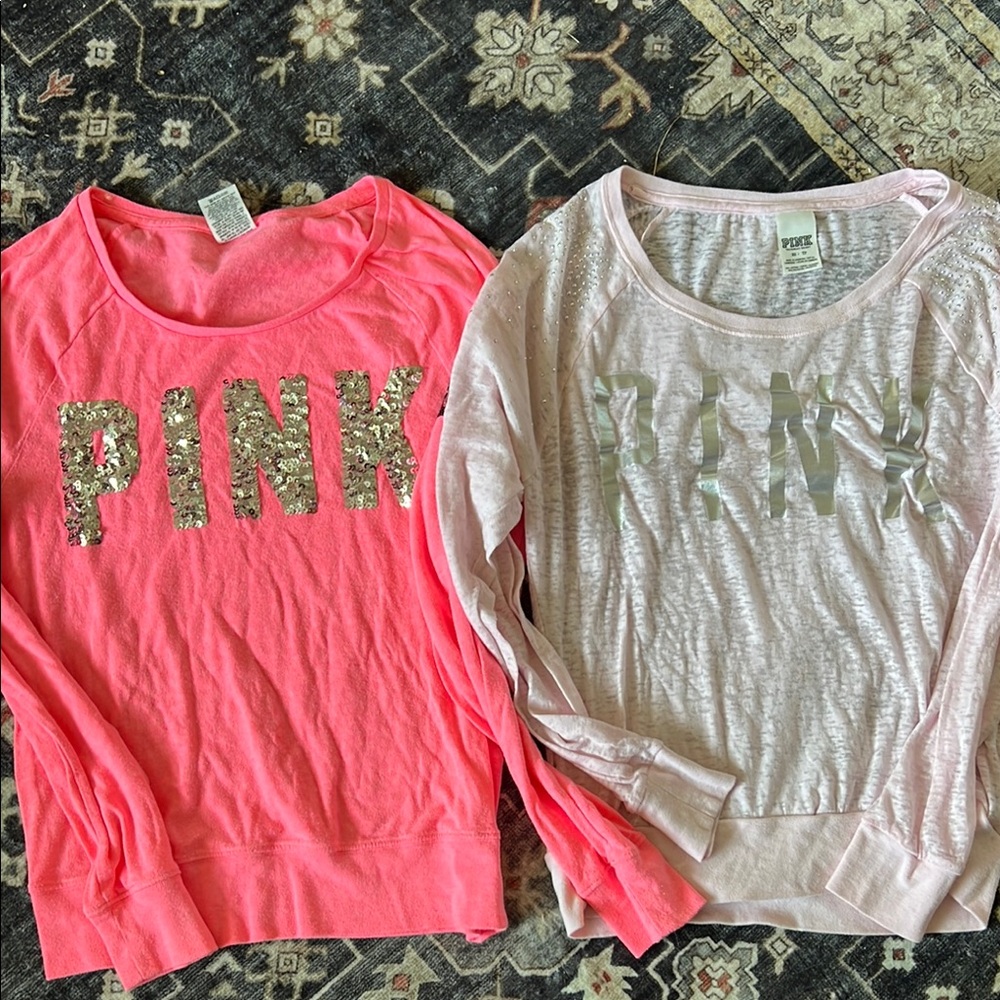 PINK Victoria's Secret Long Sleeve Tops - Pink and Light Pink